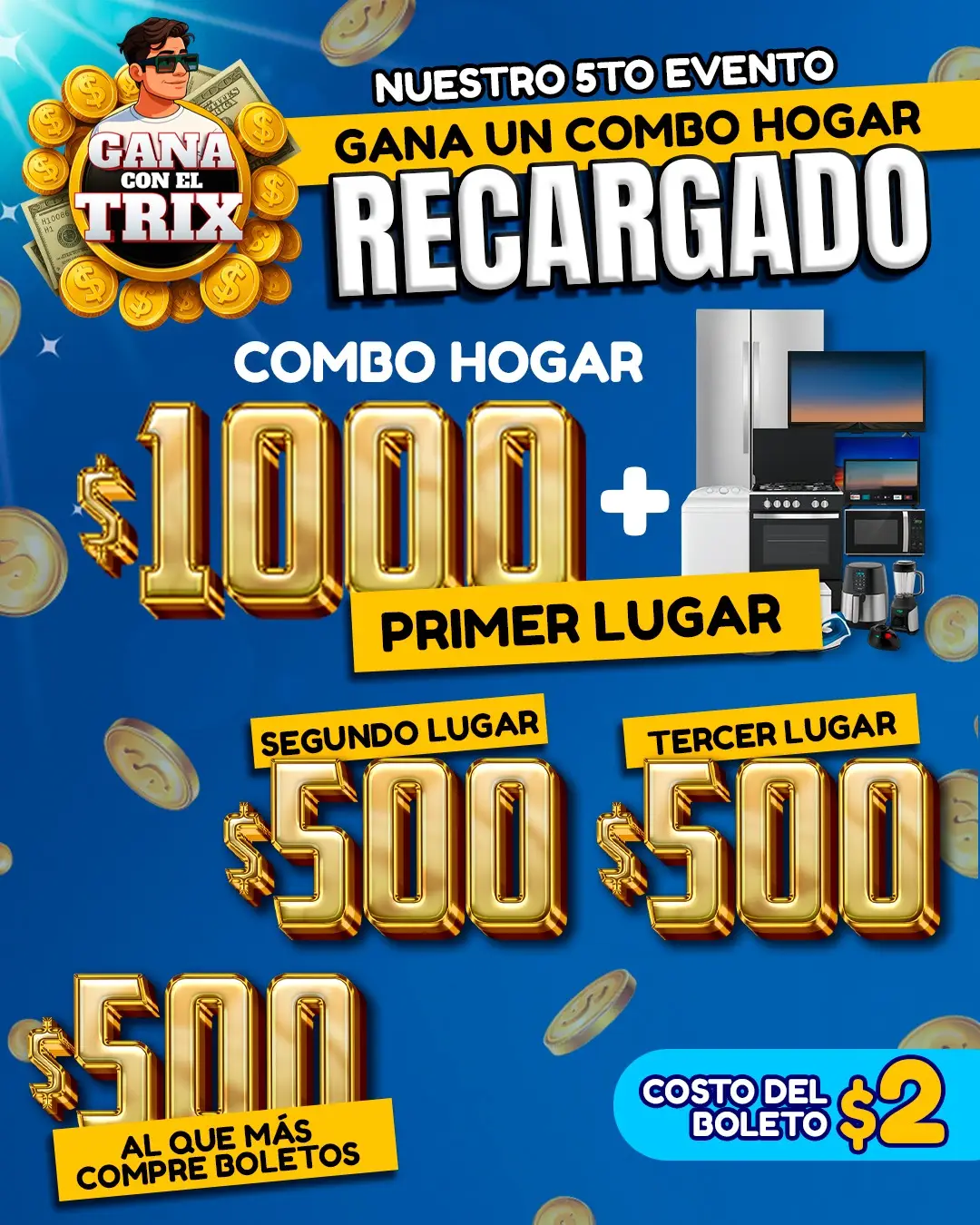 El Trix viene recargado con un combo hogar + $1000 al primer lugar