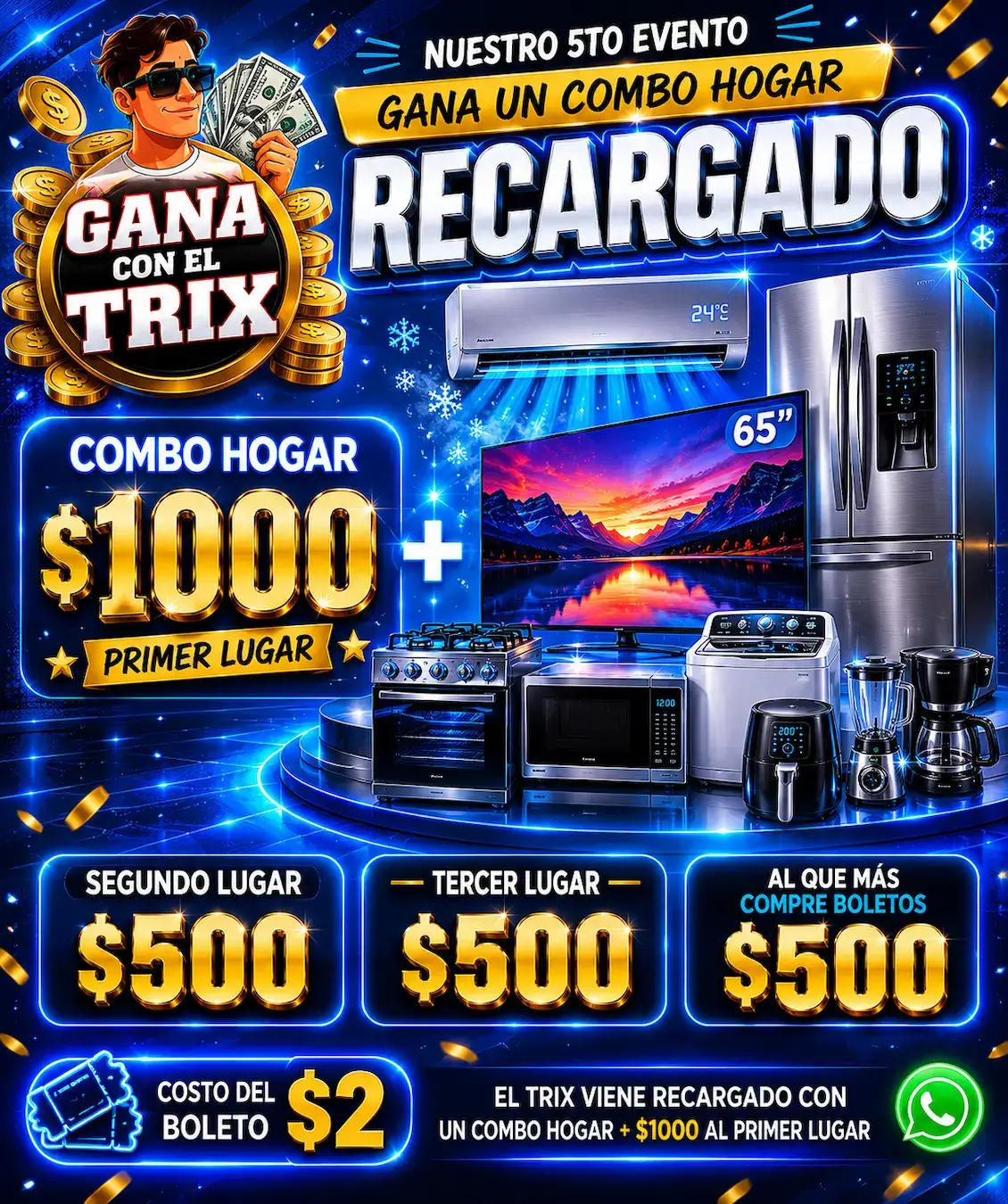 El Trix viene recargado con un combo hogar + $1000 al primer lugar